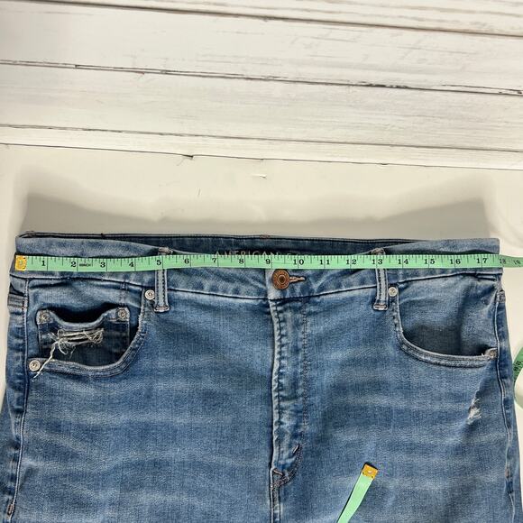 American Eagle Curvy Hi-Rise Jegging Distressed Stretch Denim Plus Size 18 - Picture 7 of 9